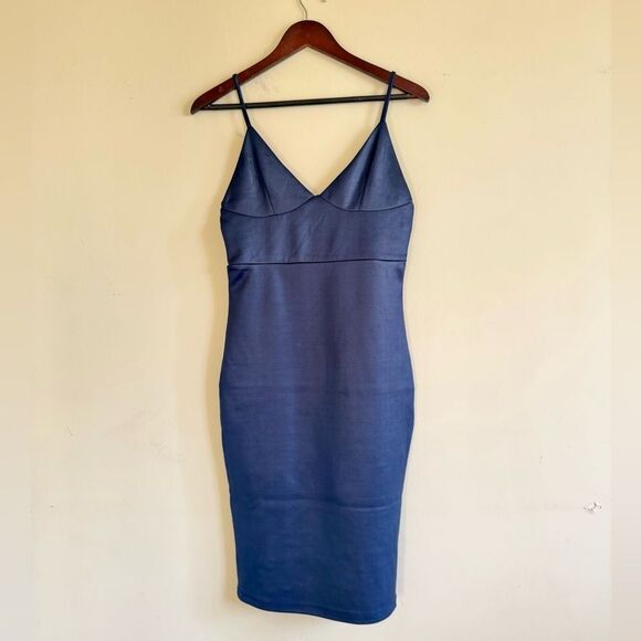 Navy Blue Bodycon Slip Dress - Picture 1 of 4